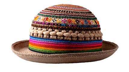 Bolivian bowler hat traditionally worn by cholitas, isolated on a white background