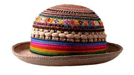 Bolivian bowler hat traditionally worn by cholitas, isolated on a white background