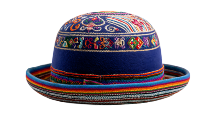 Bolivian bowler hat traditionally worn by cholitas, isolated on a white background