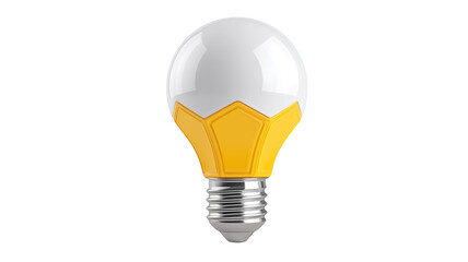 Modern led light bulb with yellow base isolated for energy efficiency and creative idea themes.

