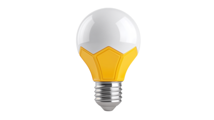 Modern led light bulb with yellow base isolated for energy efficiency and creative idea themes.

