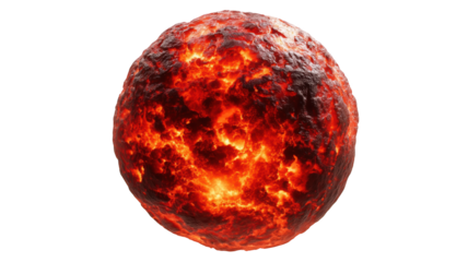 Fiery burning sun planet or fireball isolated for space astronomy and global warming danger themes.