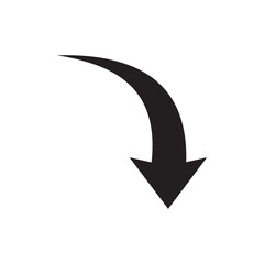 Curved downward arrow icon simple graphic directional symbol navigation element