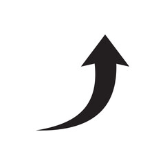 A clean and modern black arrow icon curves upwards, symbolizing progress, growth, positive trend, and direction.