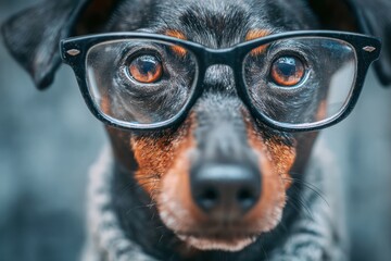 Intelligent looking dog wearing hipster glasses meme