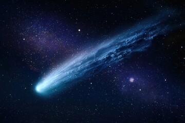Cosmic comet with ice nucleus and tail