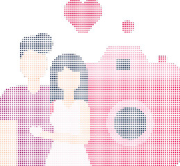 Couple Photography Camera Love Romance Pixelated Vector