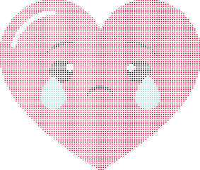Pixelated Heart Crying Design Vector Illustration