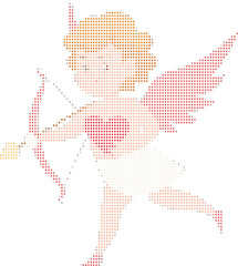 Pixelated Cupid Illustration With Heart And Bow For Valentine's Day