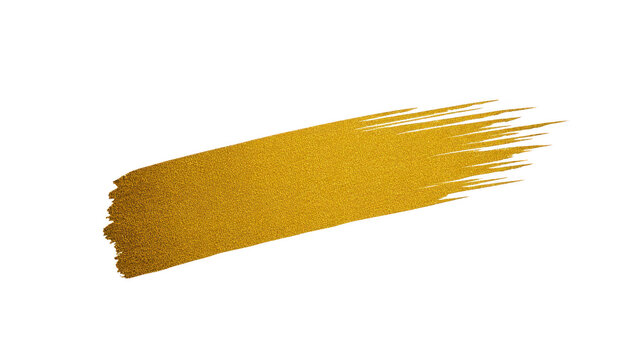 Gold brush stroke metallic paint abstract art isolated on transparent background creative design shiny texture modern decoration elegant accent artistic element luxury style