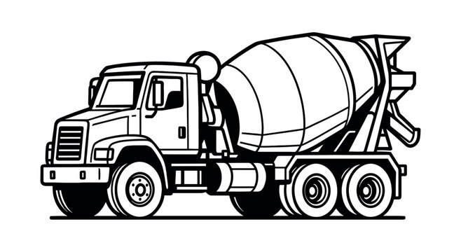 Concrete mixer truck design, flat vector illustration, construction vehicle art
