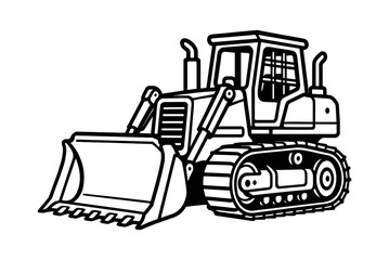 Naklejka premium Construction bulldozer, flat vector illustration, heavy machinery, earthmover design