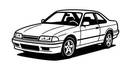 Naklejka premium Car blueprint, flat vector illustration of a vintage coupe, classic style design