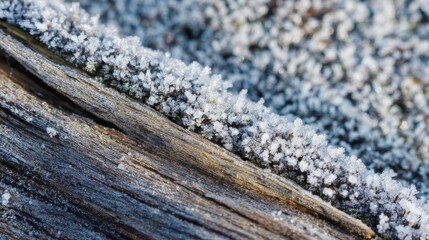 A branch covered in snow and ice. The branch is covered in a thick layer of ice and snow, giving it a frosty appearance. Concept of coldness and stillness, as the snow