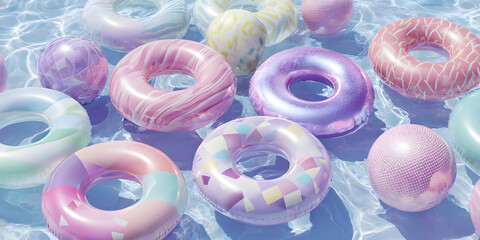 Pastel Geometric Inflatable Pool Floats Lifestyle Minimalist