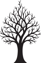 Fototapeta premium Bare tree silhouette against white background