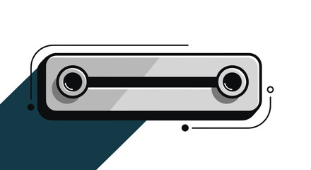 Obraz premium A simple metallic grey bar with two circular holes at either end connected by a black line. 