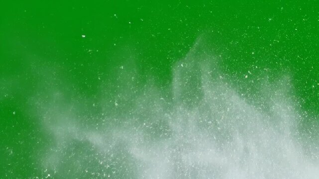 Green Screen Snow Gust Swirling Spiral of Fine Powder Chroma Key