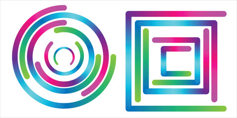 Dynamic Colorful Line Art Abstract Composition