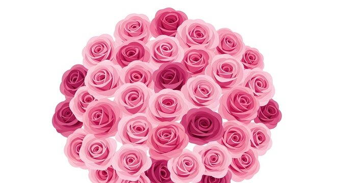Pink rose bouquet illustration on white background vector graphi