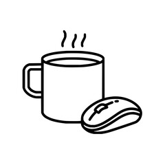 Steaming Coffee Mug with Donut on White Background