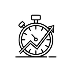 Stopwatch with Rising Graph Line on White Background