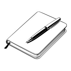 Pen on Notebook Isolated on White Background