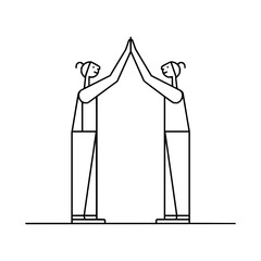 Two People Touching Hands Together in Line Art