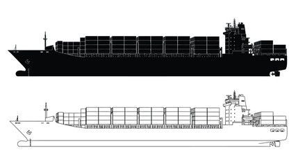 Detailed blueprint of a large container ship showcasing its structural design © Design lens