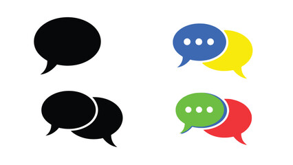 Colorful speech bubbles and black silhouettes representing communication and dialogue