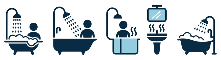 Fototapeta premium bathroom shower bath icon set