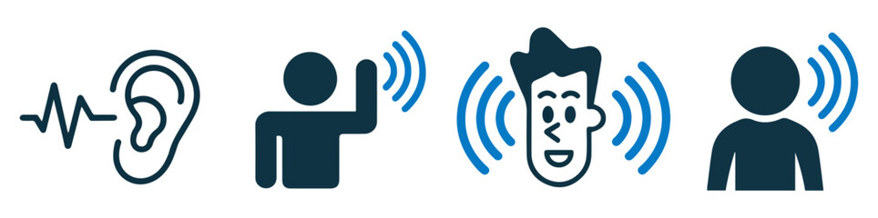 listening hearing communication icon set