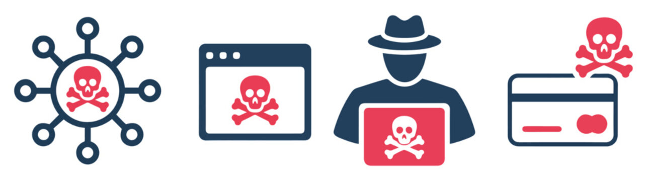 phishing hack security icon set