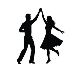 Silhouette of a couple dancing a romantic pose showing connection and graceful movement
