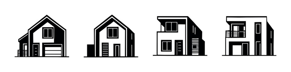 Modern house designs, flat vector illustration, architecture, building outlines