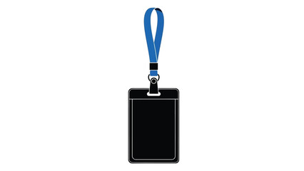 A simple black id card with a blue lanyard hanging from it