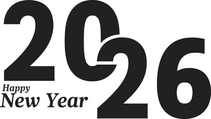 Happy New Year 2026 typography illustration showing modern number design for celebration calendar greeting graphic © Morsalin Creatives