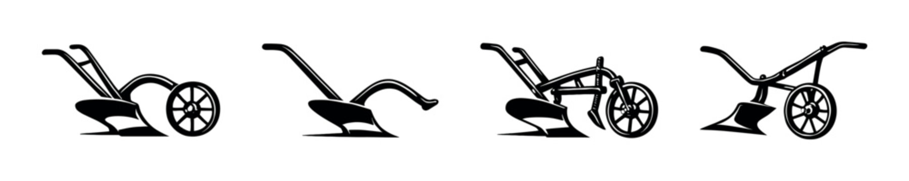 Antique farming tools, flat vector illustration, plow, agriculture, vintage design