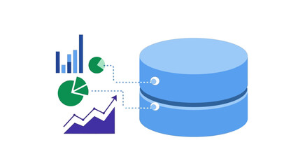 Database with Data Analytics and Business Growth Charts