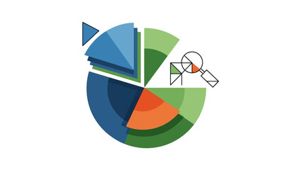 Pie Chart Analysis with Magnifying Glass Icon