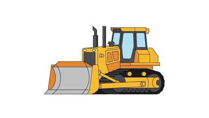 Yellow bulldozer construction vehicle isolated on white background