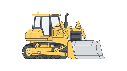 Heavy Construction Bulldozer Machinery Illustration with Large Earthmoving Blade