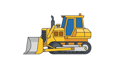 Yellow bulldozer illustration on a white background