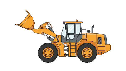 Robust Yellow Front-End Loader Heavy Machinery Illustration for Industrial Use