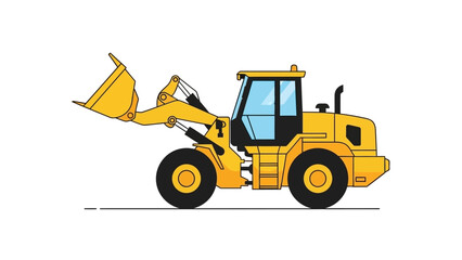 Fototapeta premium Yellow Wheel Loader Heavy Construction Equipment Illustration for Industrial Site Work