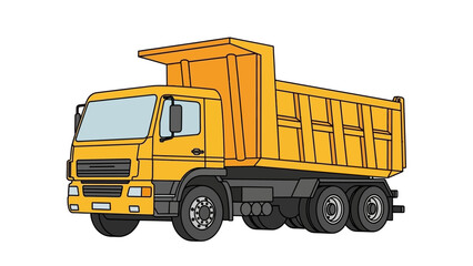 Yellow dump truck illustration on a white background