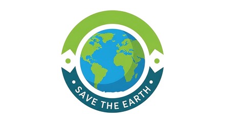 Green and blue globe emblem advocates for planetary preservation.