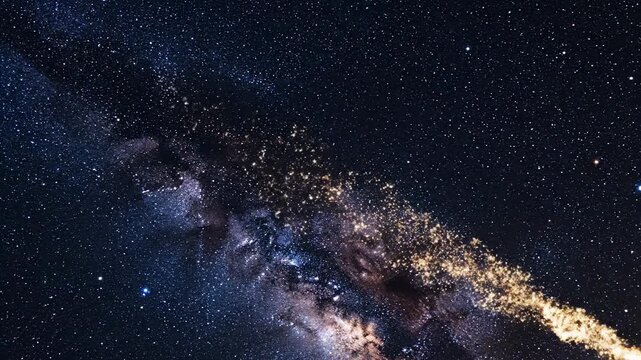 Cosmic celestial body luminous bright star shooting across dark space background
