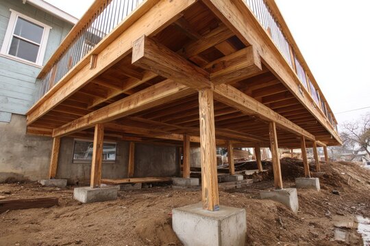 New deck structure with support beams