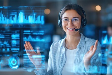Businesswoman presenting data on video call